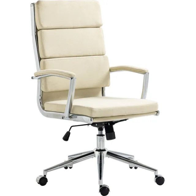 CLP Cleveland Bureaustoel - Ergonomisch - Voor volwassenen - Met schommelfunctie - Met verchroomd frame - creme Stof