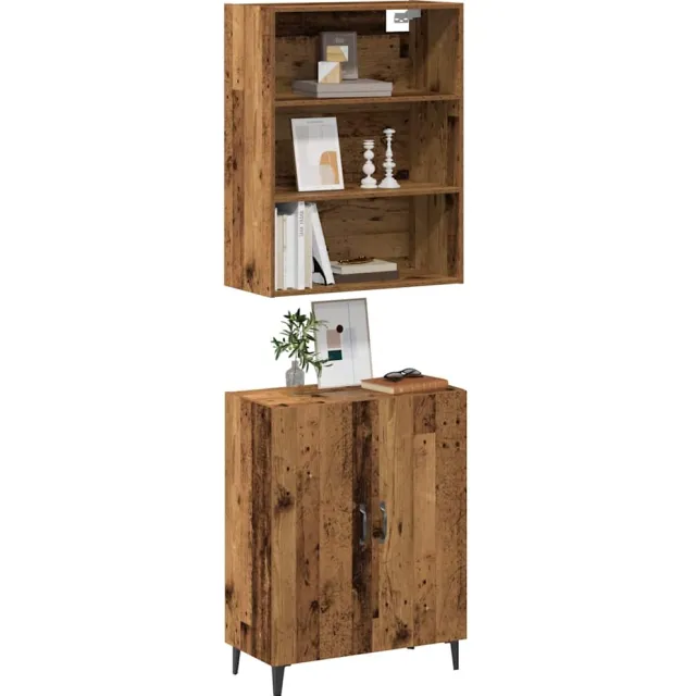 vidaXL Dressoir met wandkast bewerkt hout oud houtkleurig Bruin
