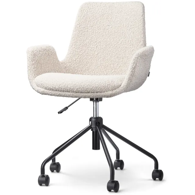 Nolon Nout-Eef bureaustoel bouclé beige - zwart onderstel