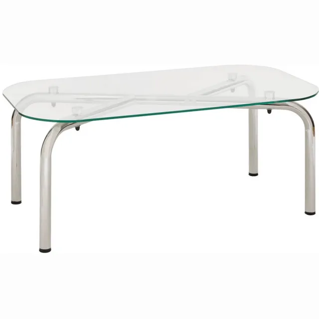 Atmosphera Créateur d'intérieur® Ovale salontafel van gehard glas met verchroomd stalen onderstel HECATE Argent