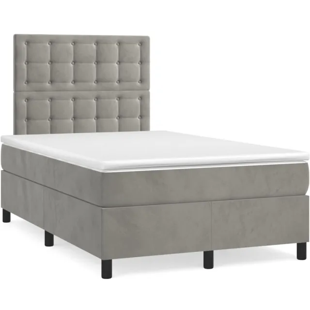 vidaXL Boxspring met matras en LED fluweel lichtgrijs 120x190 cm grijs