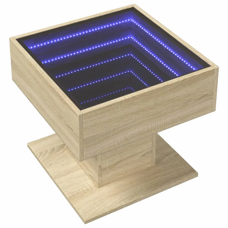 vidaXL Salontafel met LED 50x50x45 cm bewerkt hout sonoma eikenkleurig Bruin