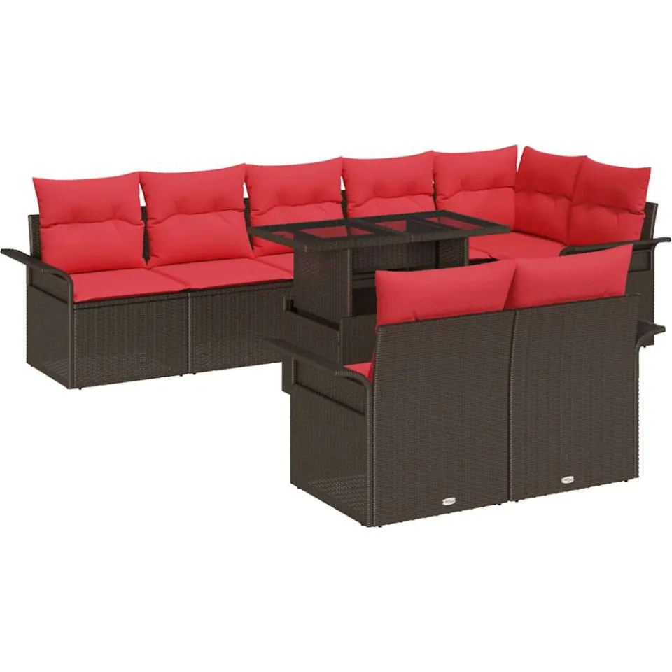 vidaXL Tuin Sofa Set 9 st Bruin Poly riet