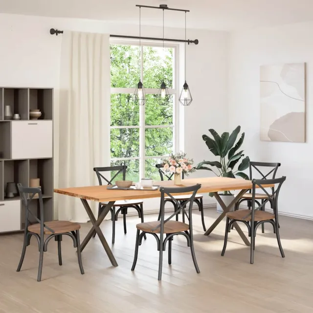 vidaXL Eettafelpoten 2 st X-vormig 90x(72-73) cm staal naturel Bruin