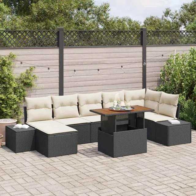 vidaXL Tuin Sofa Set 8 st Zwart en Crème, foto 2