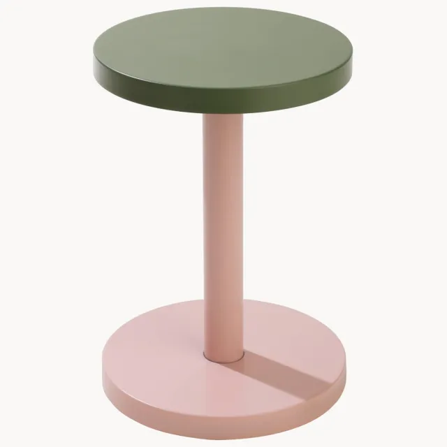 Design Letters Ronde bijzettafel Trisse van metaal Roze, Groen