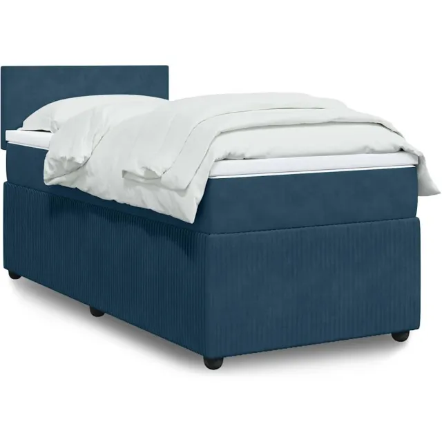 vidaXL Boxspring met matras fluweel blauw 100x200 cm
