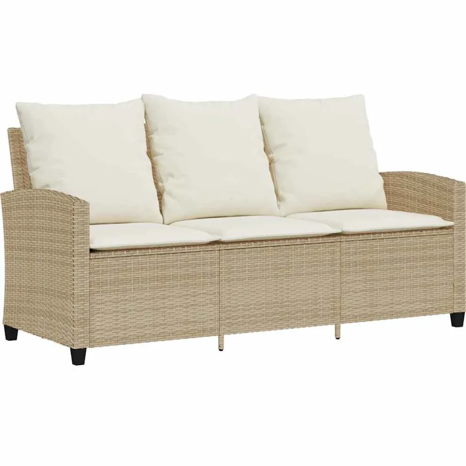vidaXL 6-delige Loungeset met kussens poly rattan beige, foto 4