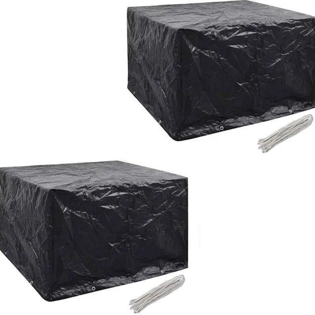 vidaXL Tuinmeubelhoezen poly rattan 2 st 4-persoons 113x113 cm Zwart