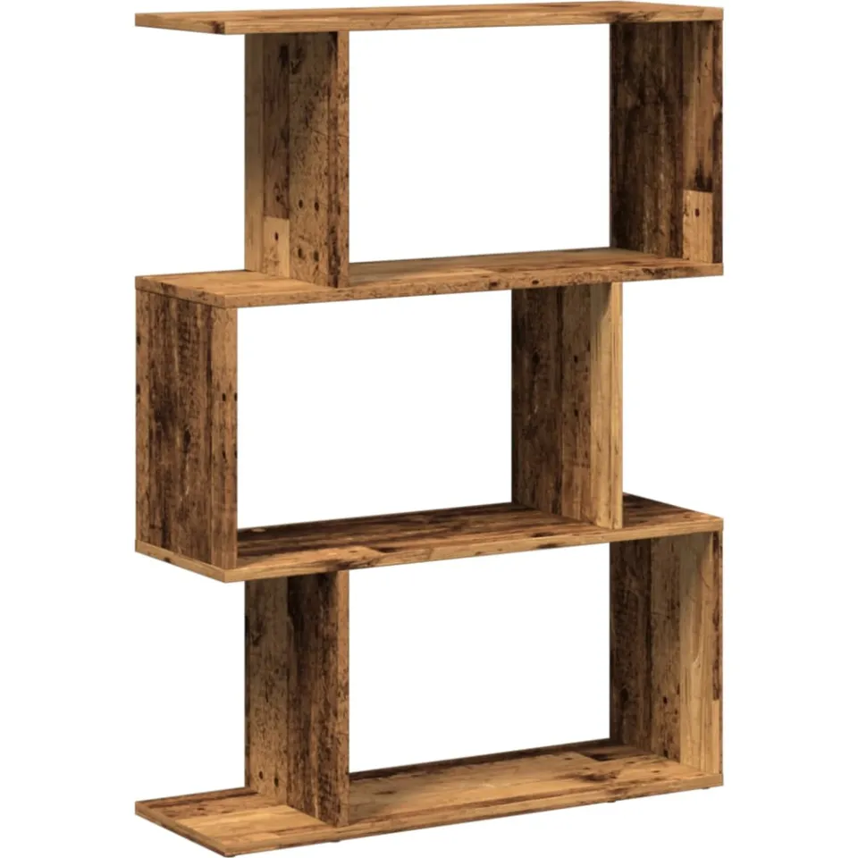 vidaXL Kamerscherm / boekenkast 3-laags 70x24x97 cm hout oud hout bruin, foto 3