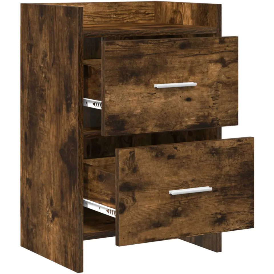 vidaXL Nachtkastjes Gerookt eiken 40 x 30 x 60 cm Bewerkt hout, foto 3