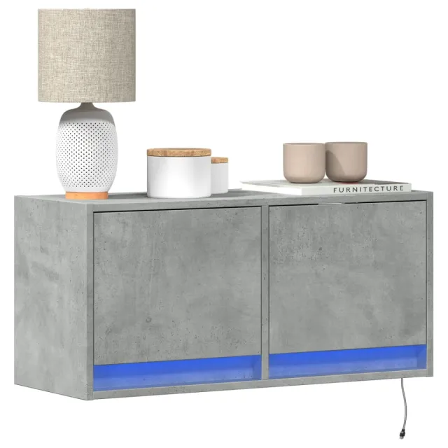 vidaXL Tv-wandmeubel met LED-verlichting 80x31x35 cm betongrijs grijs