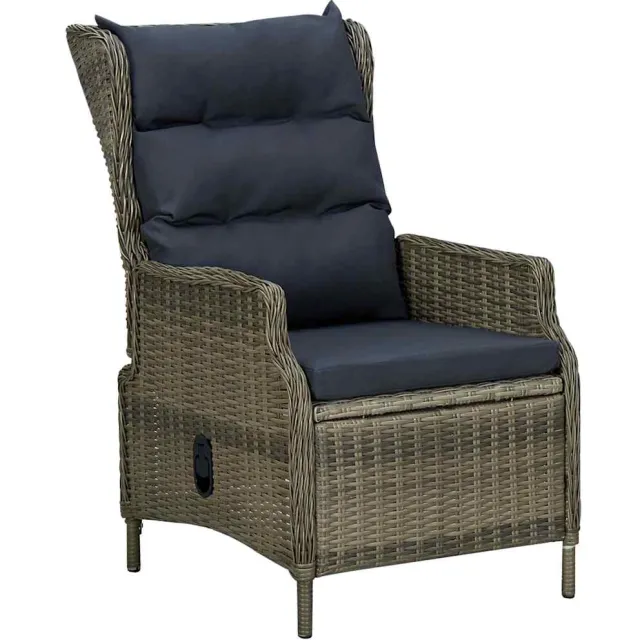 vidaXL Tuinstoel verstelbaar met kussens poly rattan bruin
