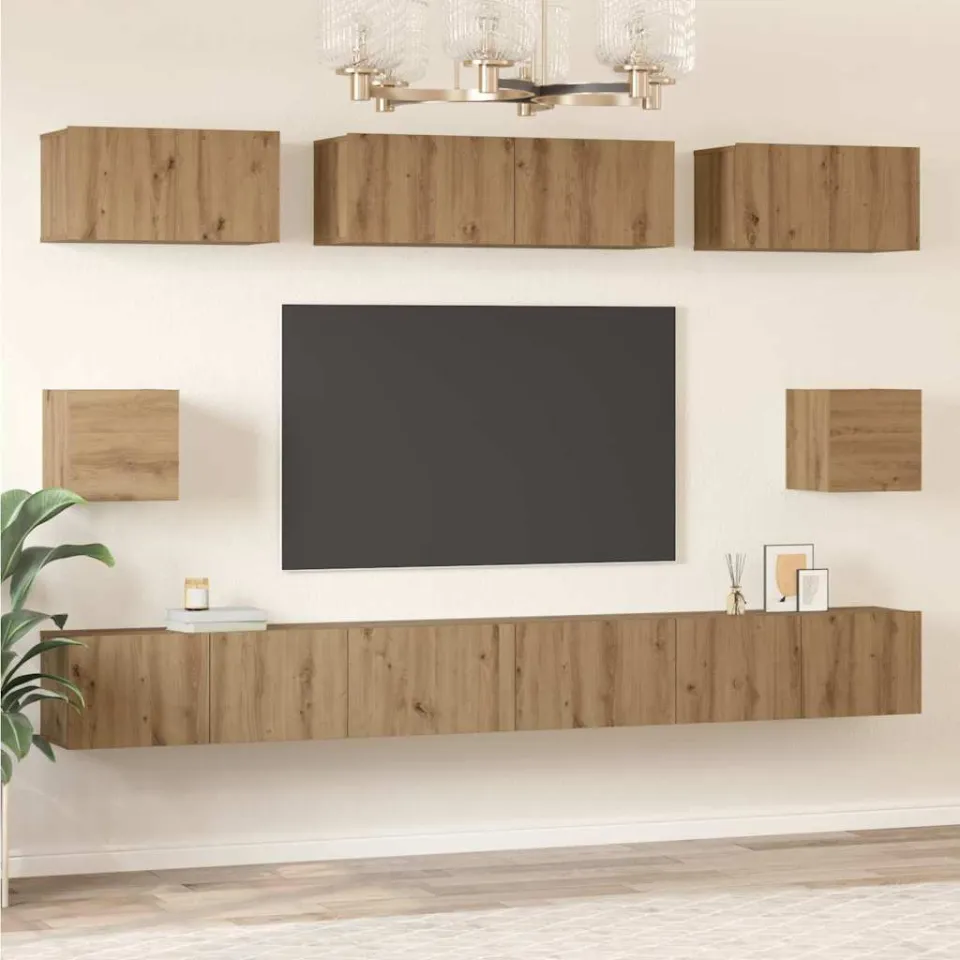 vidaXL Tv-meubelset 8 st Artisan Eiken Bewerkt hout, foto 4
