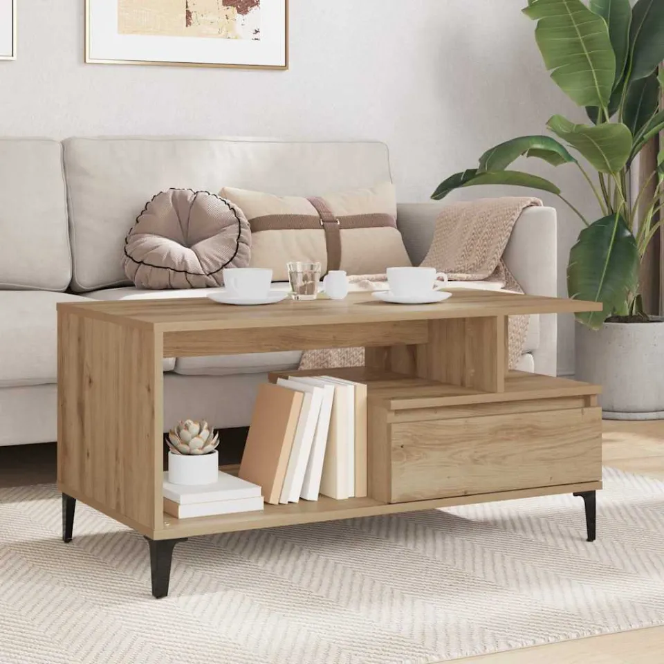 vidaXL Salontafel Artisan Eiken 90 x 49 x 45 cm Bewerkt hout, foto 4