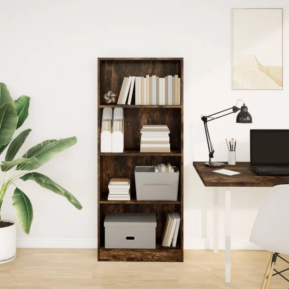 vidaXL Boekenkast 60x24x143 cm bewerkt hout gerookt eikenkleurig, foto 2