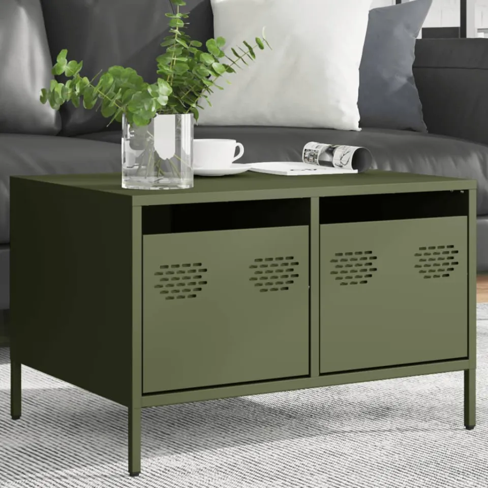 vidaXL Tv-meubel 68x50x43,5 cm koudgewalst staal olijfgroen, foto 2