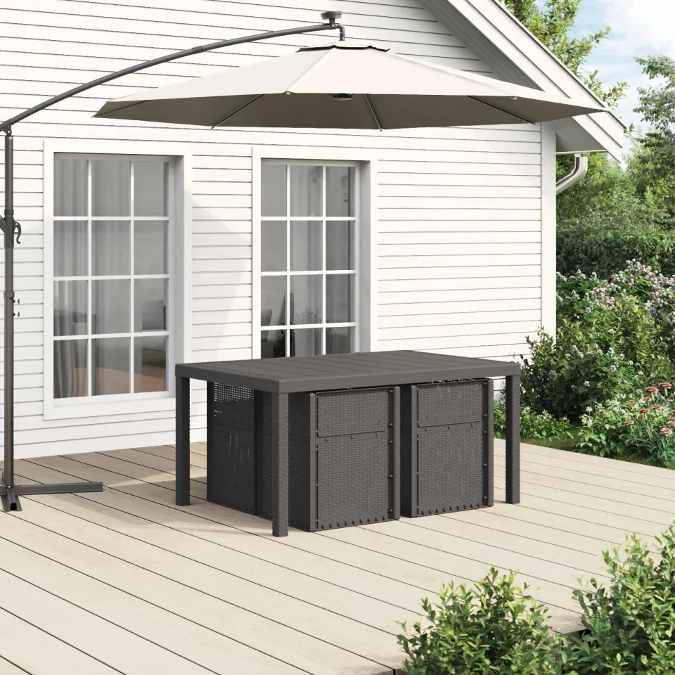 vidaXL Tuin eettafelset 5 st Lichtgrijs en Taupe PP