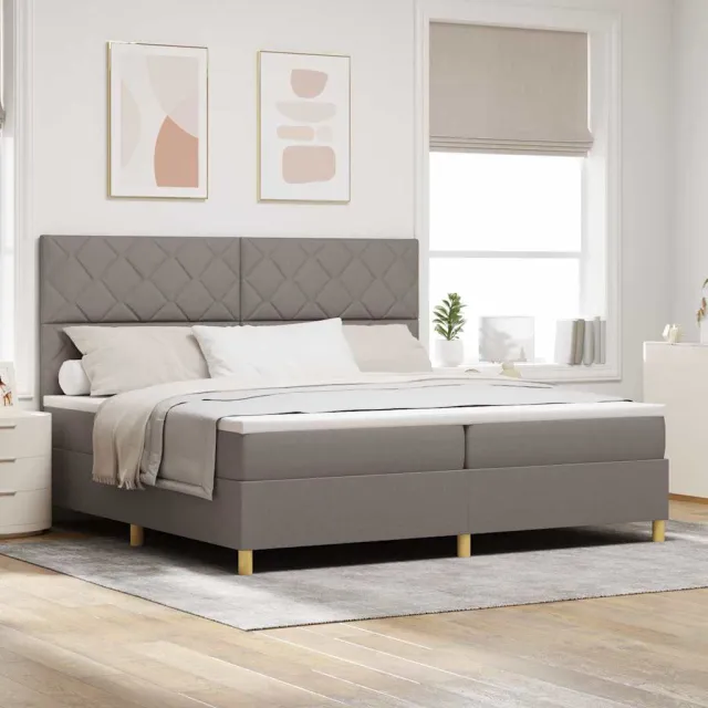 vidaXL LED Box Spring Bed met hoofdeinde Taupe 200 x 200 cm Stof