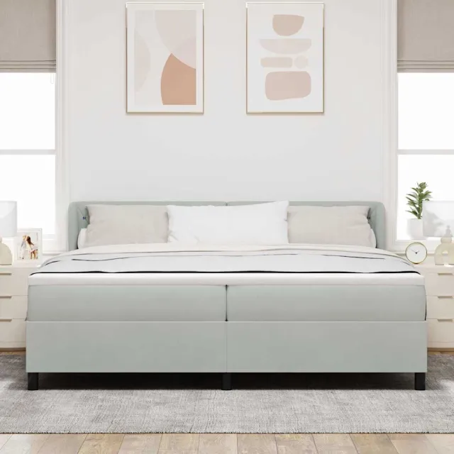 vidaXL Boxspringbed met matras Lichtgrijs 200 x 200 cm Fluweel