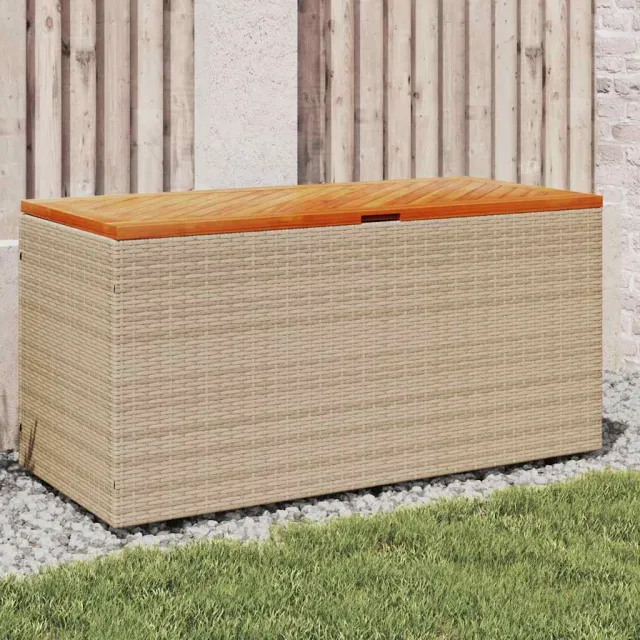 vidaXL Tuinbox 110x50x54 cm poly rattan en acaciahout beige, foto 2