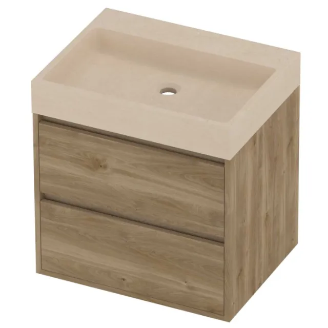 Proline Evoli Badmeubelset Hardsteen Loft 60x46x62 cm Sand Stone Cider Oak Eiken