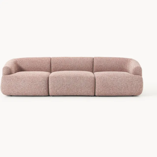 Westwing Collection Modulaire bouclé bank Sofia (3-zits) Wijnrood