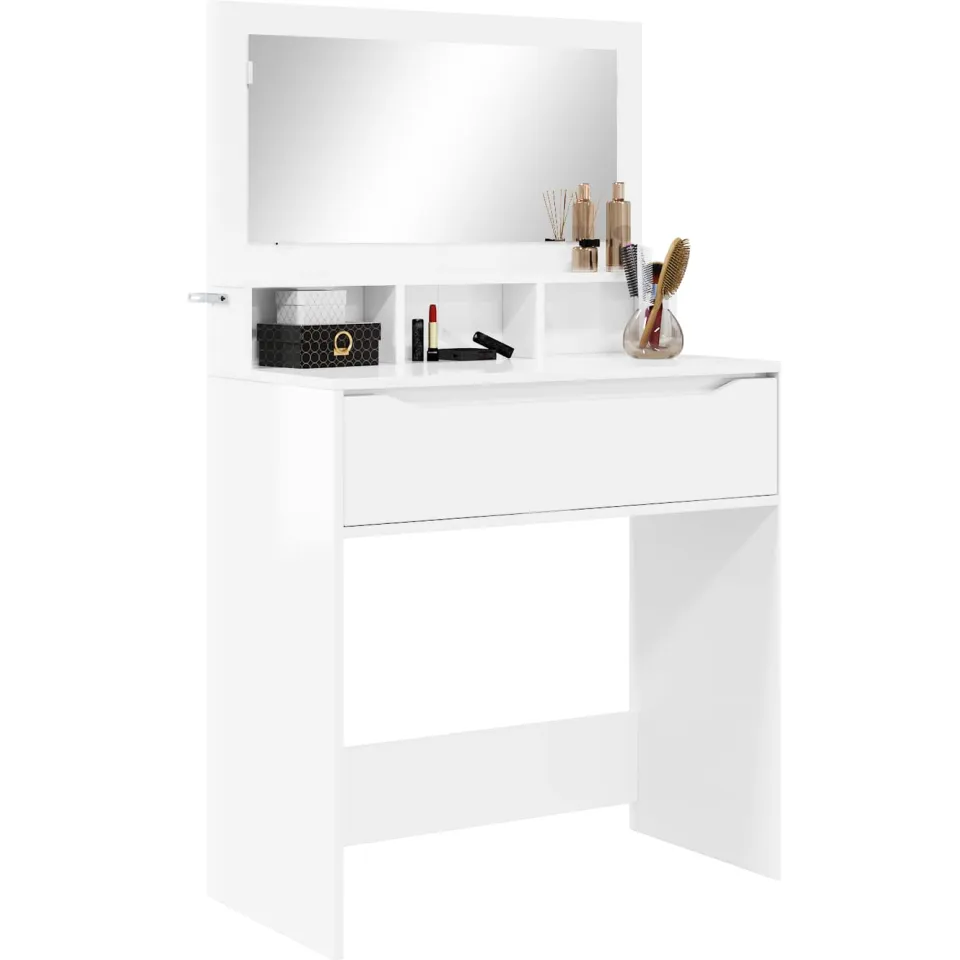 vidaXL Slaapkamer Kaptafels Hoogglans wit 80 x 39,6 x 135 cm