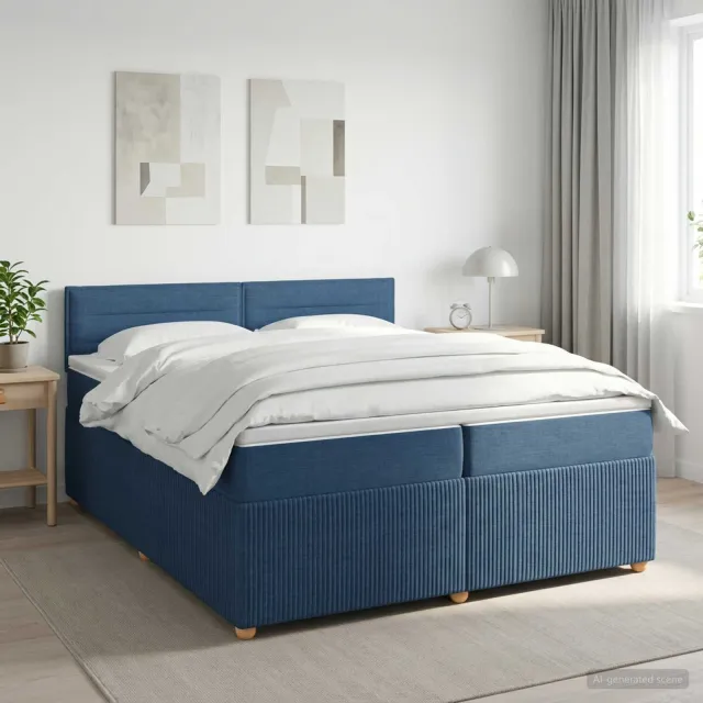 vidaXL Boxspringbed met matras met hoofdeinde Blauw 200 x 200 cm Stof