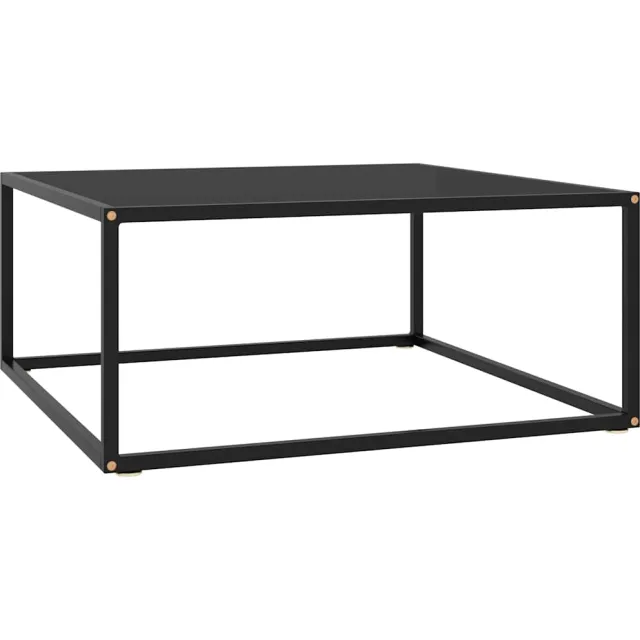 vidaXL Salontafel met zwart glas 80x80x35 cm zwart, foto 2