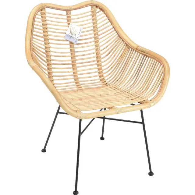 Konges Sløjd Eetkamerstoel naturel - kuipstoel - arm stoel - fauteuil - 60X60XH90CM - stoel kubus Zwart