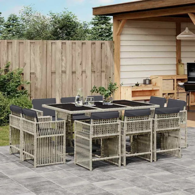 vidaXL 11-delige Tuinset met kussens poly rattan lichtgrijs grijs, foto 2