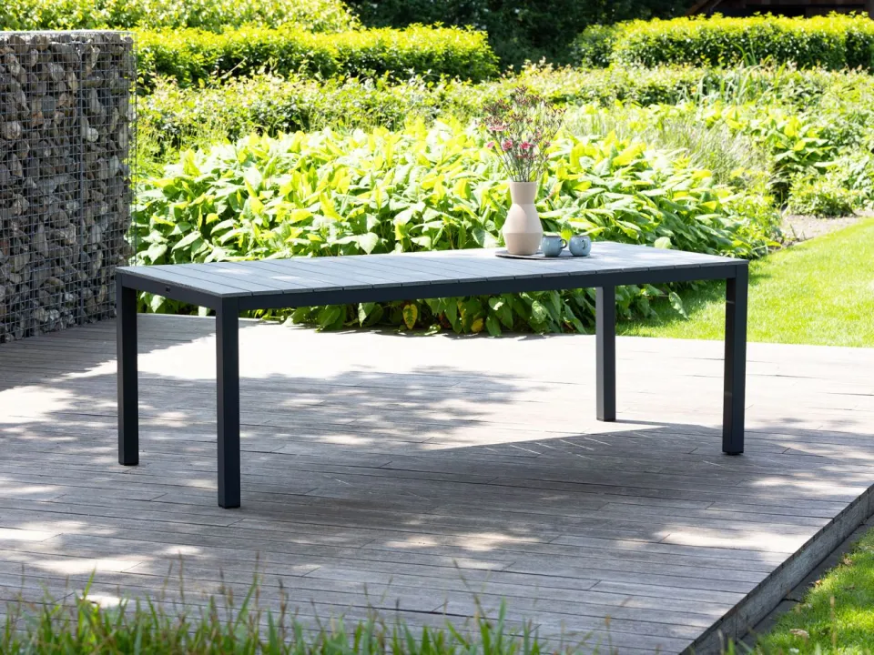Bellagio tuinmeubelen Bellagio Fidenza 220cm dining tuinset 7-delig stapelbaar zwart, foto 5