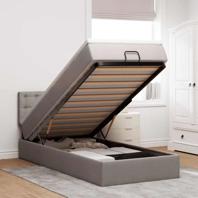 vidaXL Bed met matras 90x200 cm stof taupe