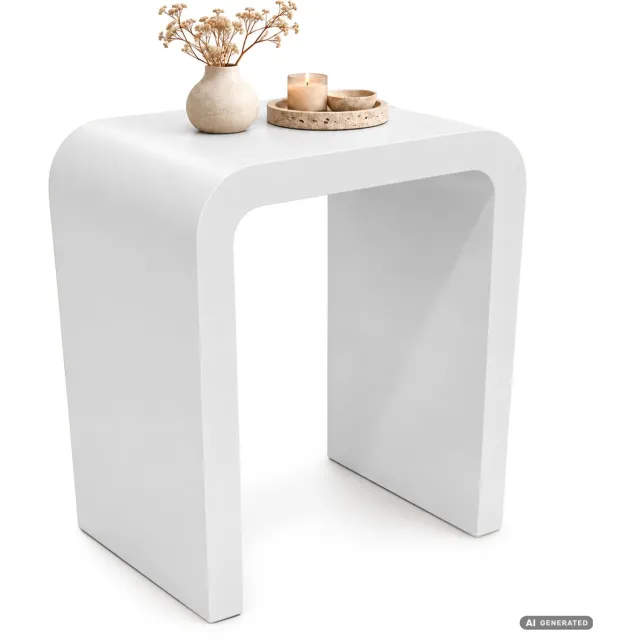 Akord Bijzettafel CREMA / Wit / 40 cm / Afgerond / 40 x 30 x 50 cm