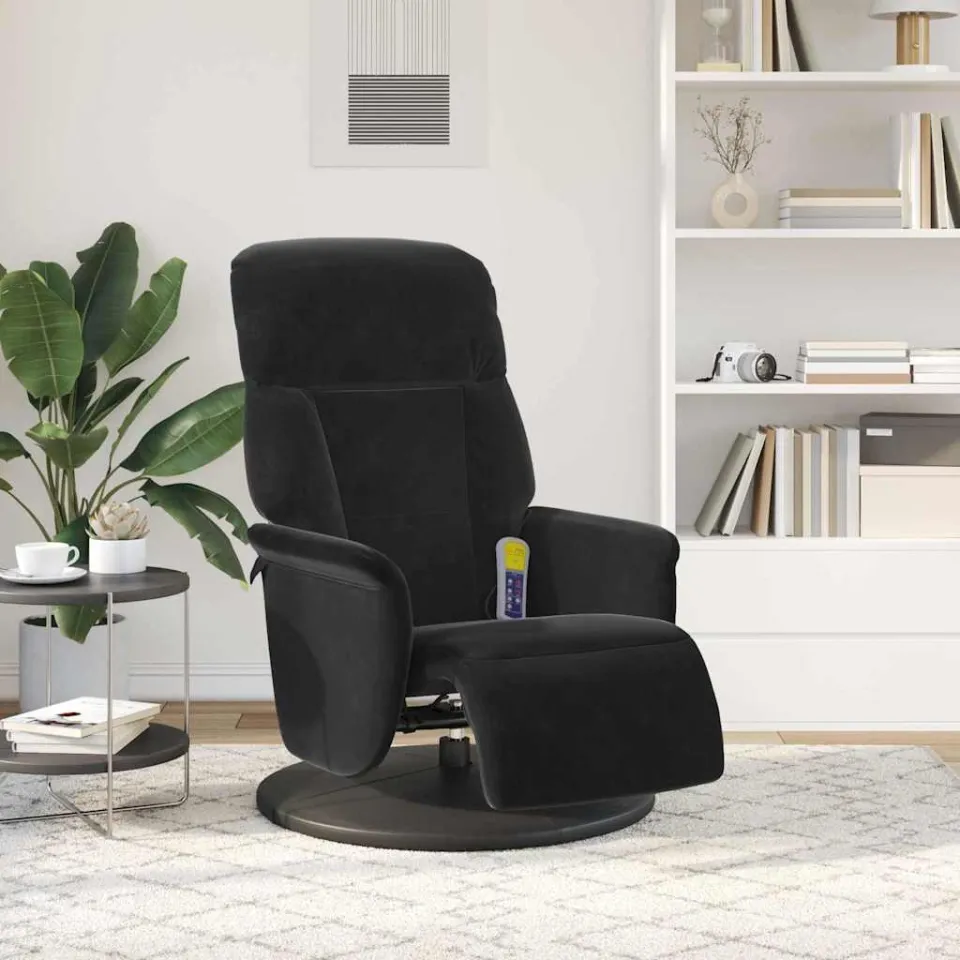 vidaXL Massage Recliner Stoel Zwart 91 x 71 x 105 cm Fluweel, foto 3