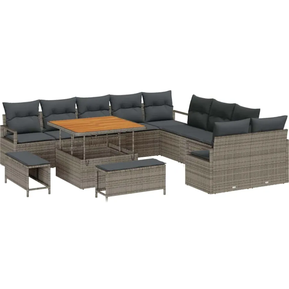 vidaXL Tuinbankenset 13 st Grijs poly rattan