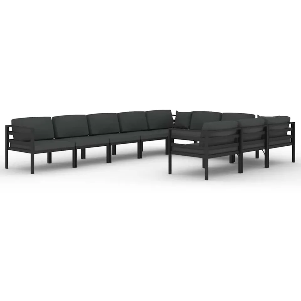 vidaXL 10-delige Loungeset met kussens aluminium antracietkleurig, foto 3