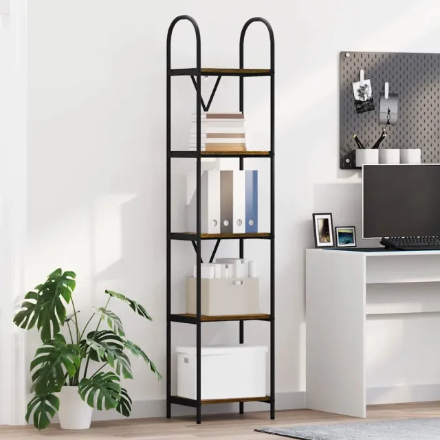 vidaXL Boekenkast 5-laags 40 x 30 x 183 cm Bewerkt hout Gerookt eiken, foto 2