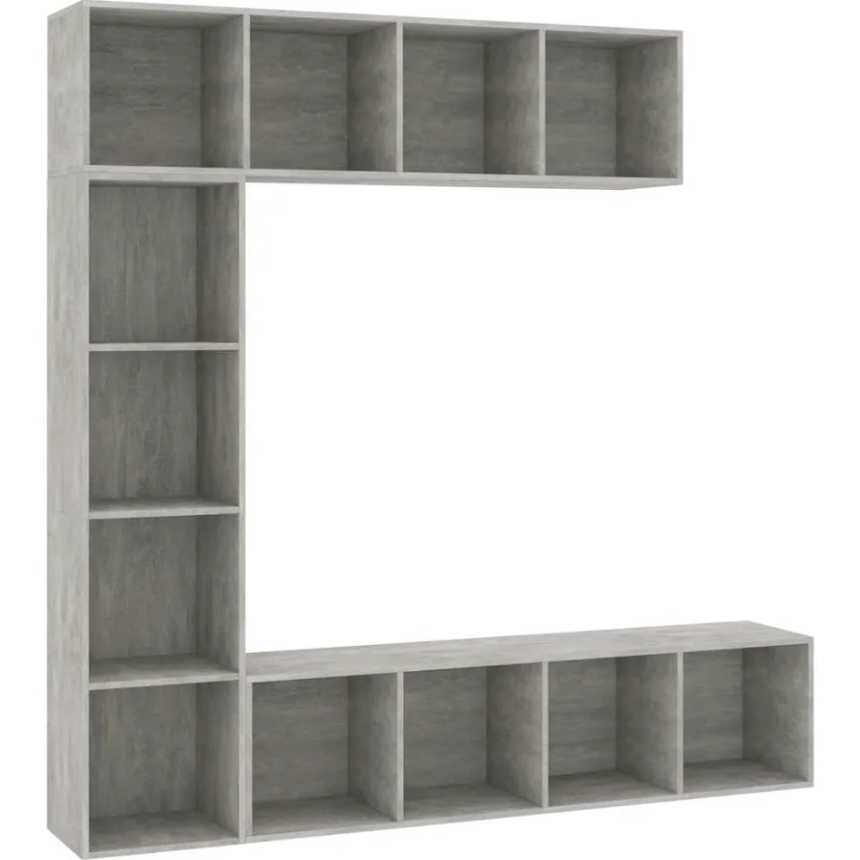 vidaXL 3-delige Boekenkast-/tv-meubelset 180x30x180 cm betongrijs grijs, foto 3