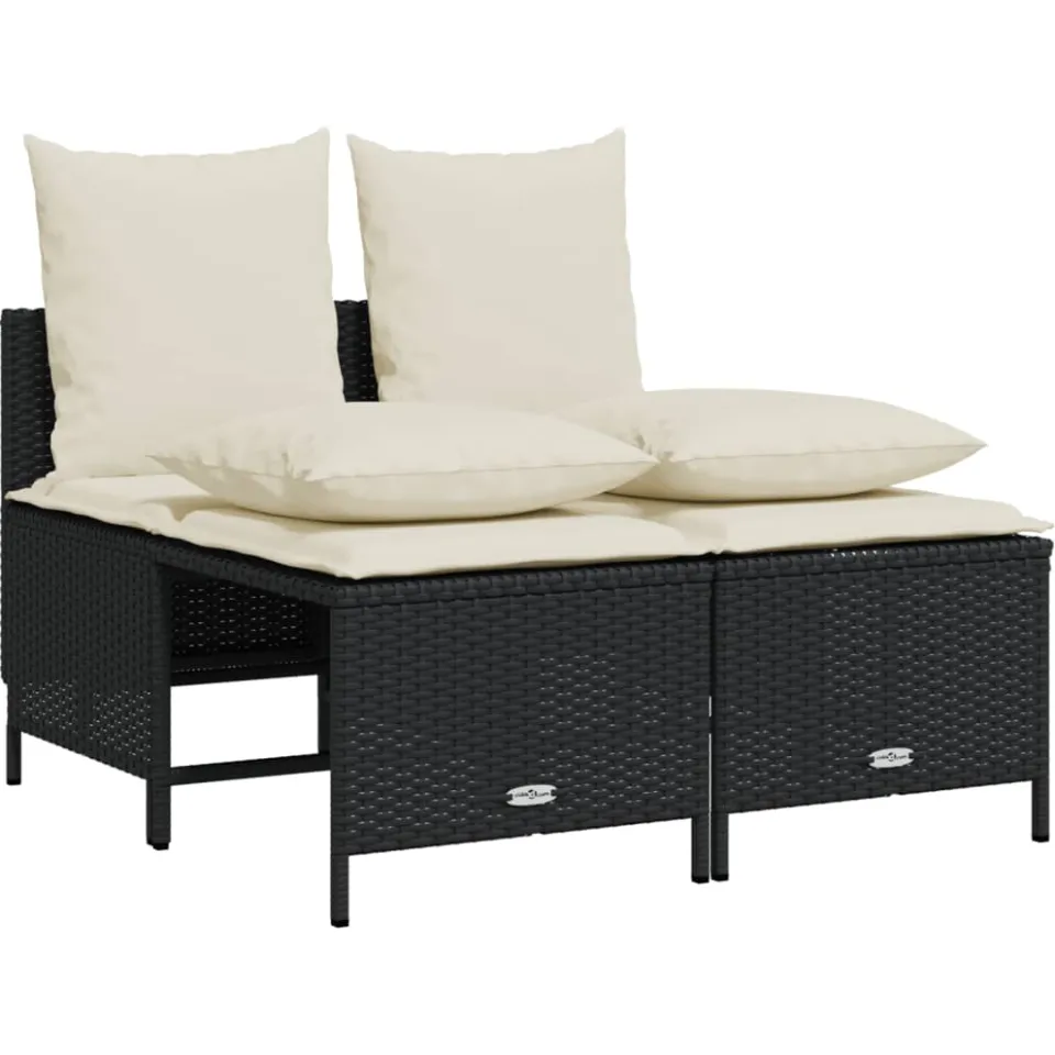 vidaXL 4-delige Loungeset met kussens poly rattan zwart, foto 3