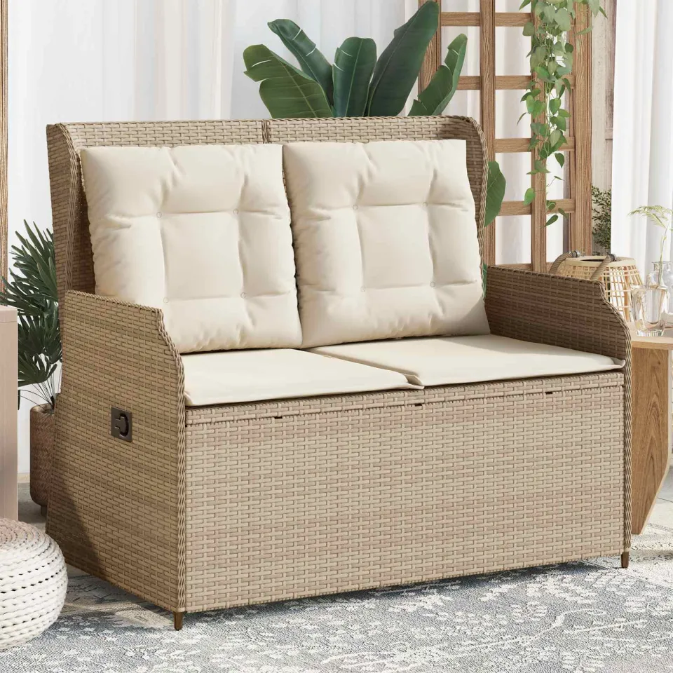 vidaXL Tuinbank Beige poly rattan, foto 3