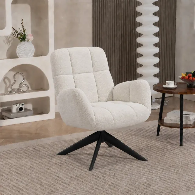 The Seats Fauteuil Lina - Raven stof - 360 graden draaibaar - Ivory