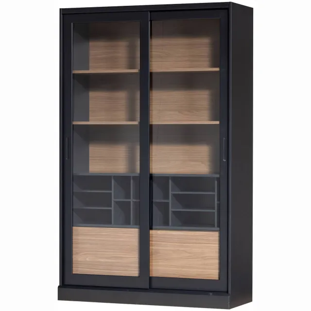 WOOOD James vitrinekast zwart black/walnut