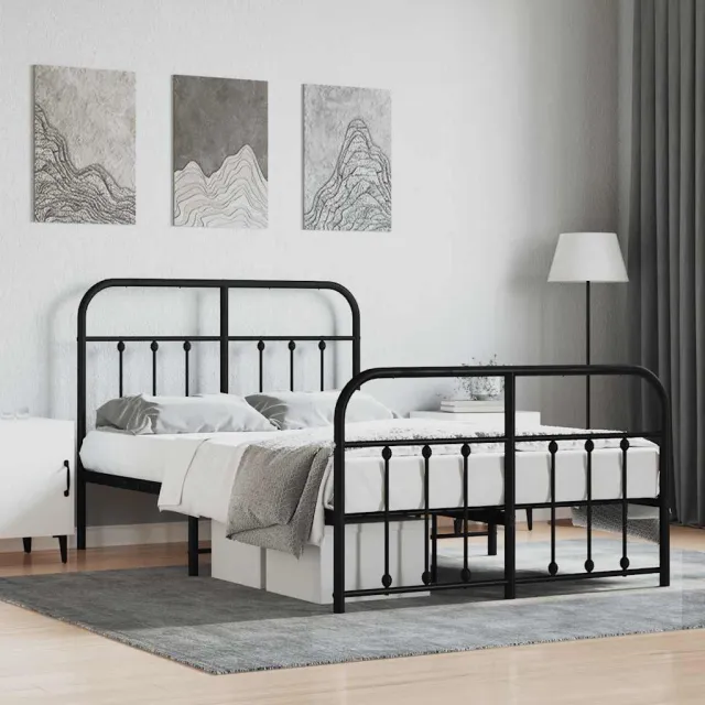 vidaXL Bedframe met hoofd- en voeteneinde metaal zwart 120x200 cm