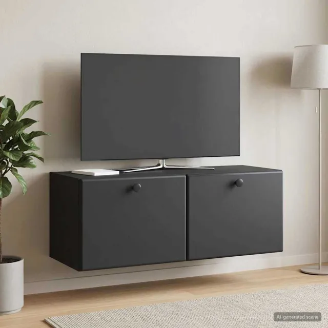 vidaXL Wandbeugel TV-kast 78,5 x 31 x 30 cm Zwart Bewerkt hout