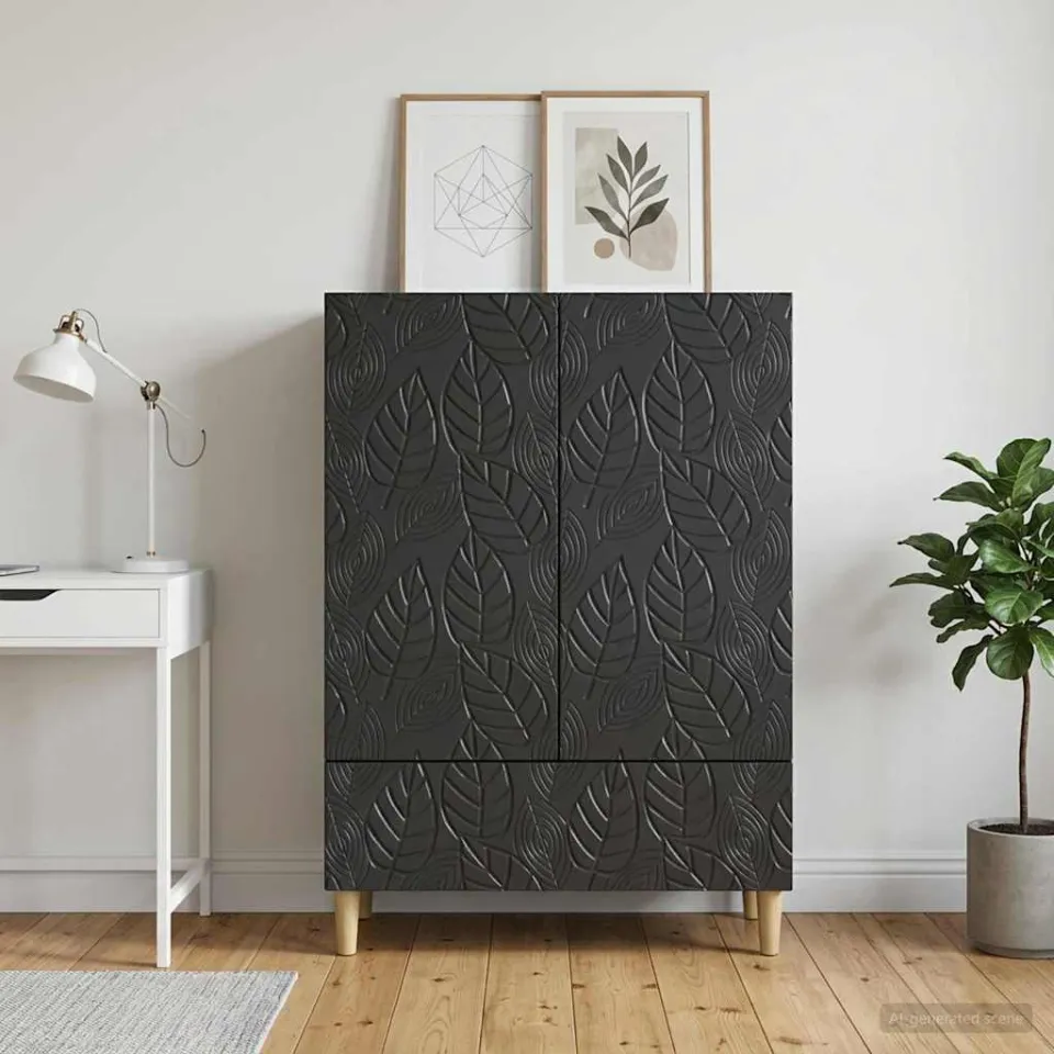 vidaXL Dressoir Zwart 66 x 34,5 x 95 cm Bewerkt hout, foto 3