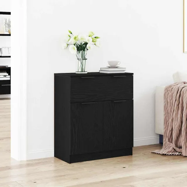 vidaXL Dressoir Zwart Eiken 60 x 30 x 70 cm Bewerkt hout, foto 2