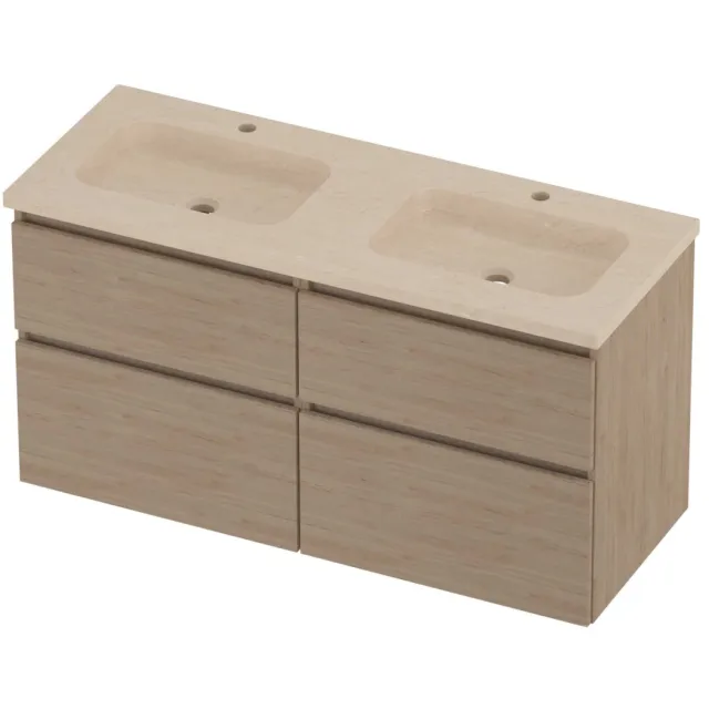 Proline Rollo Badmeubelset Hardsteen Elegant 120x46x62 cm Sand Stone Ideal Oak Eiken