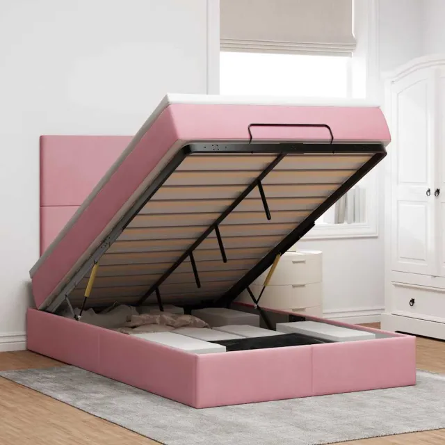 vidaXL Ottoman bed met matrassen 120x190cm fluweel roze